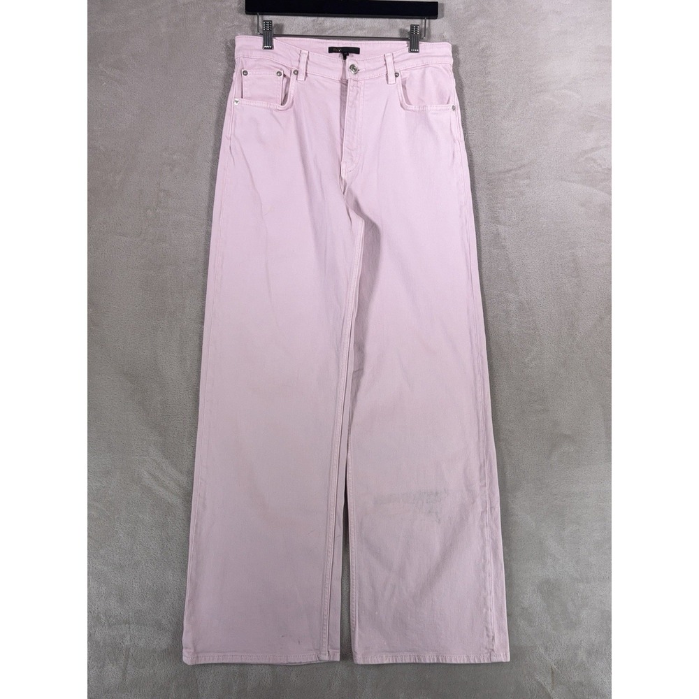 Maje Jeans Womens 32x31 Pink Wash Wide Leg High Rise Denim Designer Casual